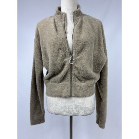 Gymshark x Whitney Simmons Full Zip Jacket Cement Brown Taupe Size Medium - Picture 3 of 11